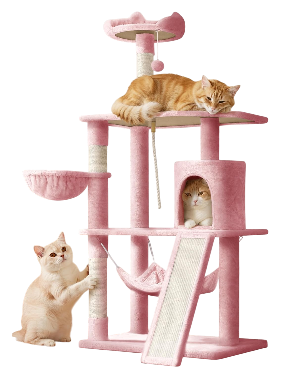 Yaheetech 63.5in cat tree with basket hammock and scratching post