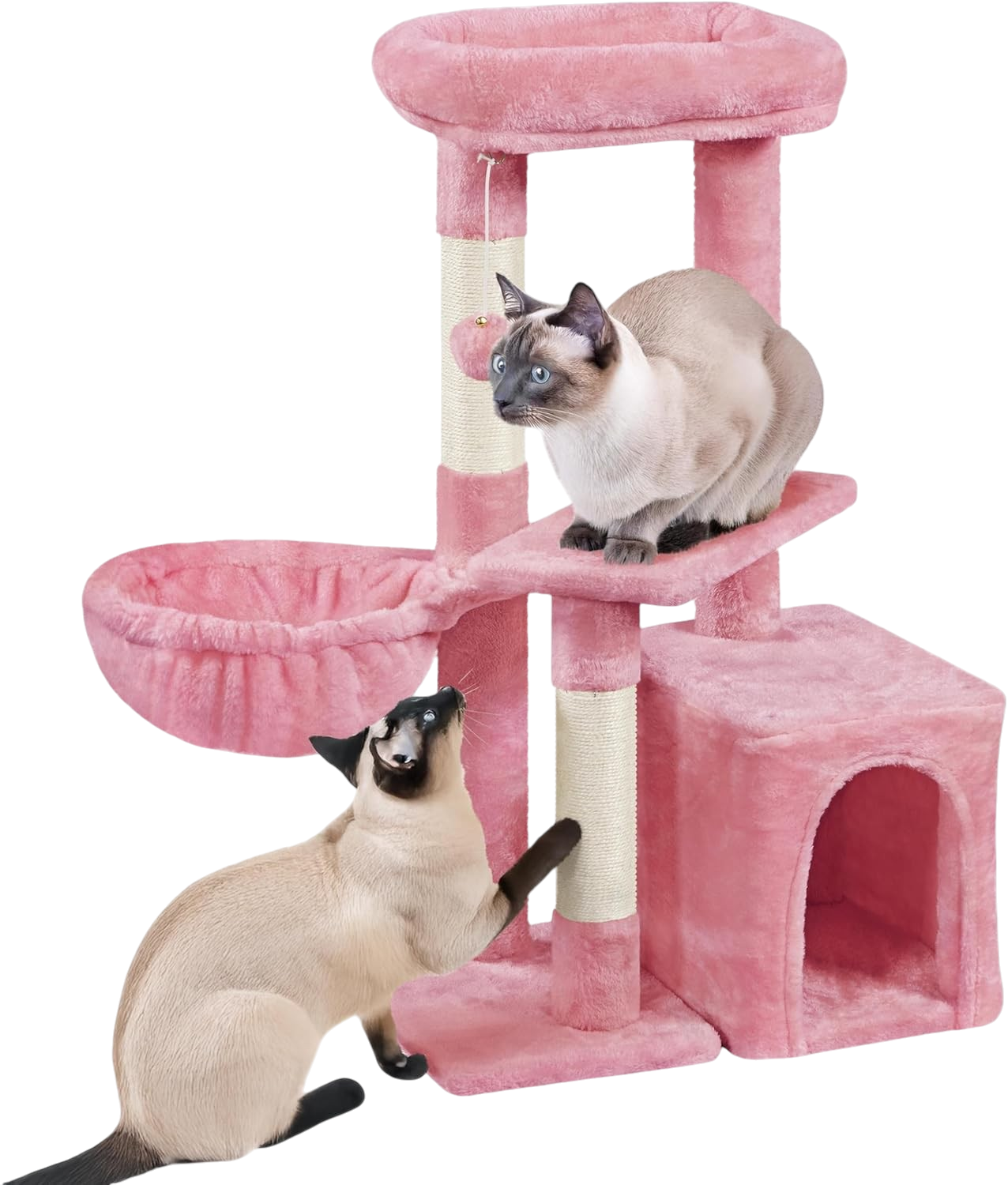 Yaheetech 34in pink cat tower for kittens with condo and scratching post