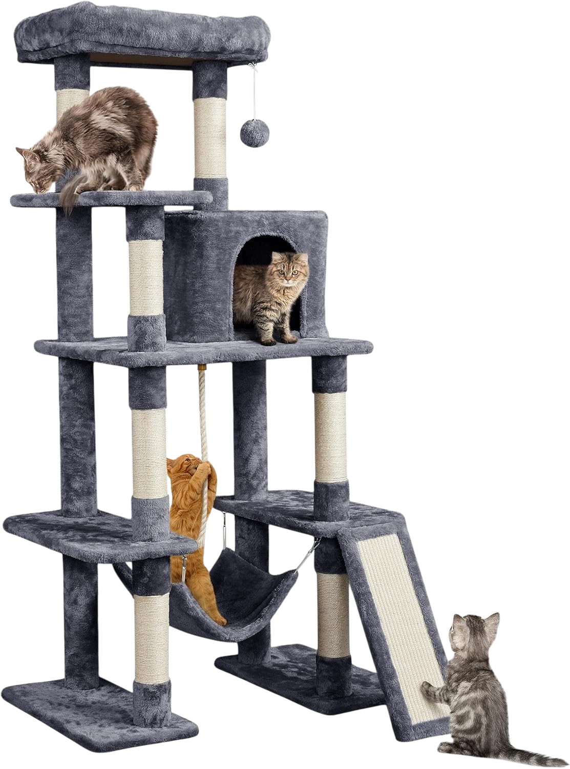 Yaheetech 63in multi-level cat tree with hammock and scratching posts